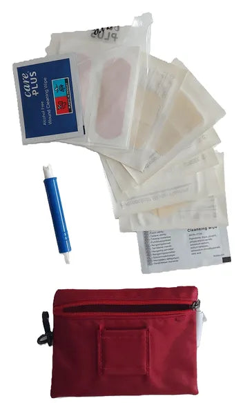 Trousse de secours - Light walker ouverte avec Pansements étanches, Lingettes nettoyantes, Pince à tiques
