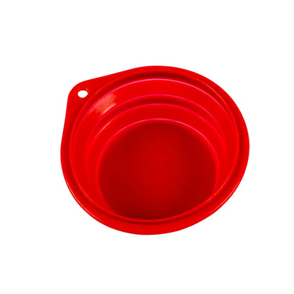 Gamelle rétractable pour animaux de compagnie rouge en vision de haut