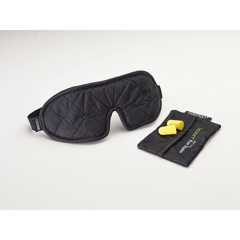 Masque de sommeil noir + bouchons d'oreilles jaune + pochette de rangement de Cocoon 