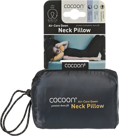 Tour de cou de Cocoon - Coloris jaune ou bleu - vue du tour de cou de voyage dans sa pochette