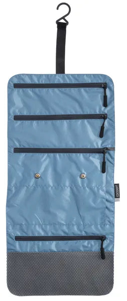 Trousse de toilette accrochable Cocoon – bleu – vue dépliée sans la pochette amovible