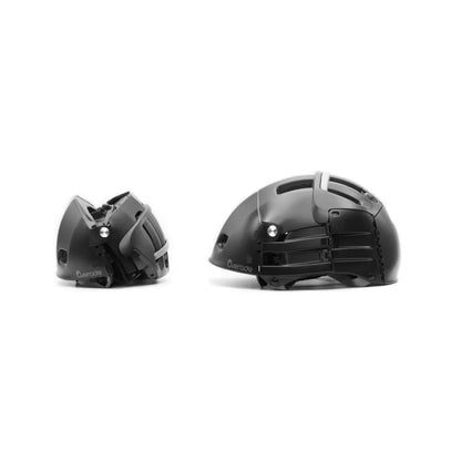 casque noir pliable Overade - deux casques un en vue latérale et l'autre plié