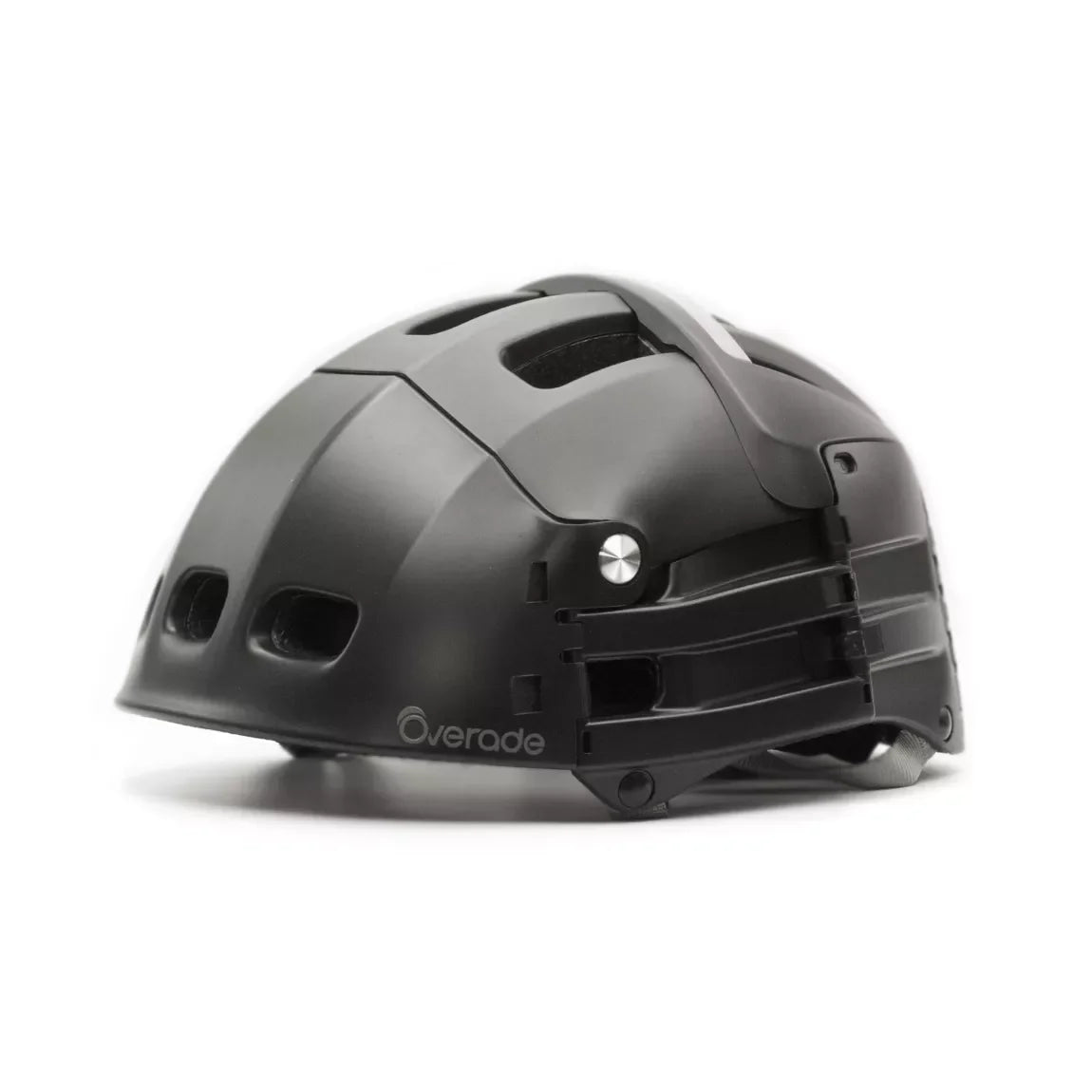 Casque pliable noir Overade – vue complète du casque en position latérale