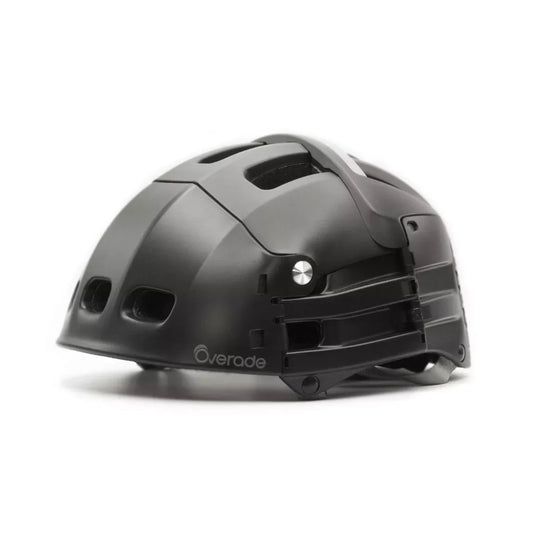 Casque pliable noir Overade – vue complète du casque en position latérale