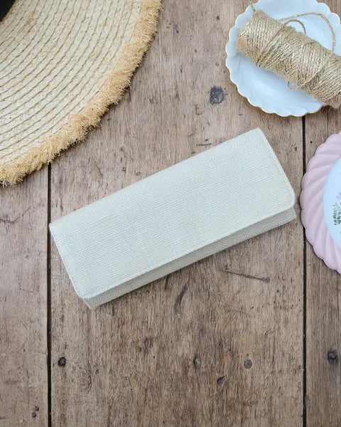 Pochette à  bijoux Maison Scarlett - Modèle Catherine - lin beige - Vue fermée